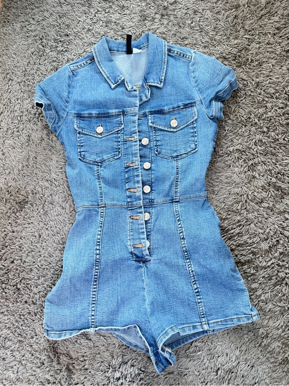 Divided Light Blue Denim Short-Sleeve Romper